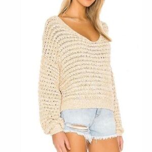 Free‎ People Coconut V-Neck knit Sweater oversized